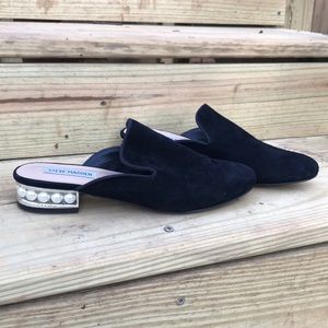 Steve Madden Mules, Suede w/ Pearl Detailed Heel